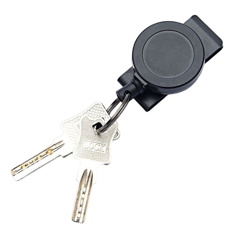 Gantungan kunci dapat ditarik, gantungan kunci pemegang lencana dengan Multitool klip Carabiner tugas berat gantungan kunci kawat baja Lanyard nama alat tulis