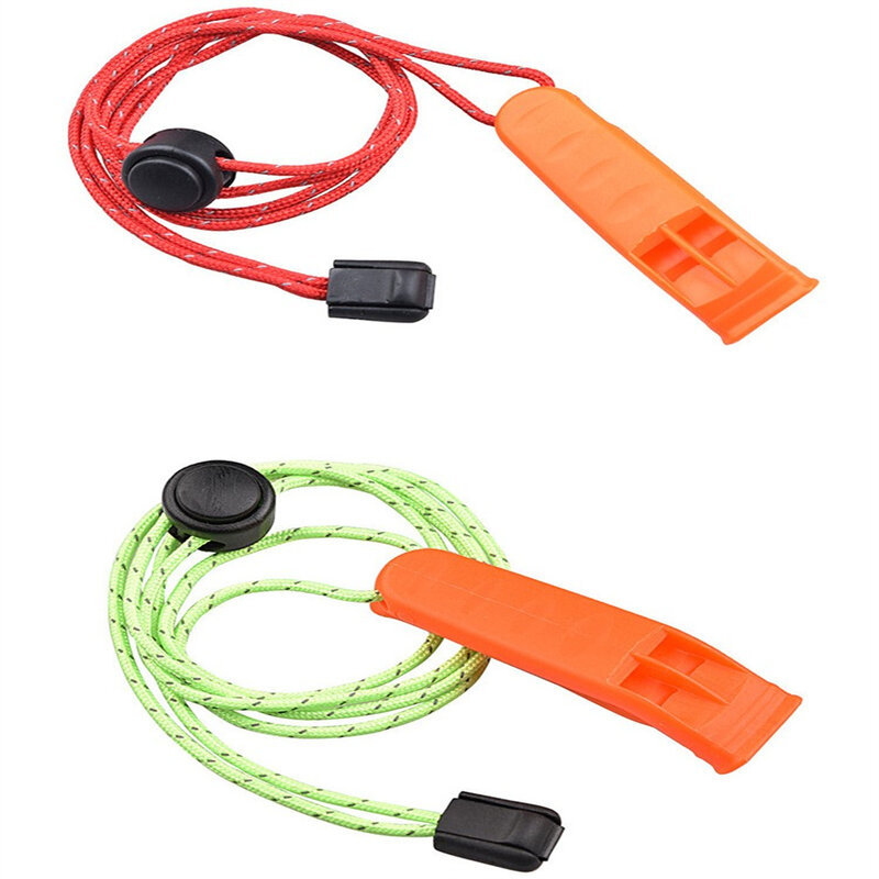 Portable Sports Double Pipe Whistle Outdoor Camping Hiking Survival Rescue Emergency Loud Whistle With Tail Rope