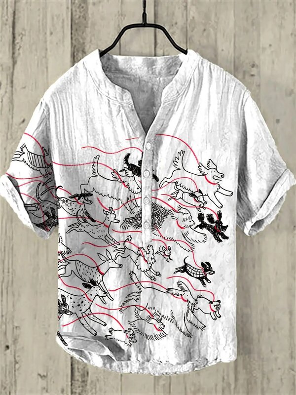 Camisas de bambú y cáñamo para hombre, camisas informales de manga corta con 3 botones, impresión Digital 3D de transferencia de calor, gran oferta de Amazon, 2024