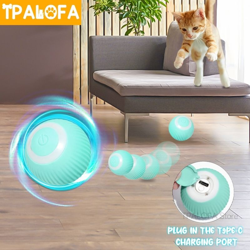 Pelota eléctrica inteligente para gatos, juguete interactivo automático para mascotas, accesorios para jugar en interiores