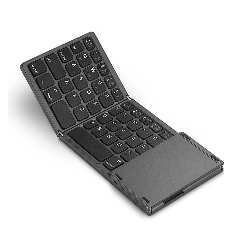 Teclado sem fio de dobramento bluetooth teclado com touchpad para windows, android, ios, telefone, multi-função botão mini teclado