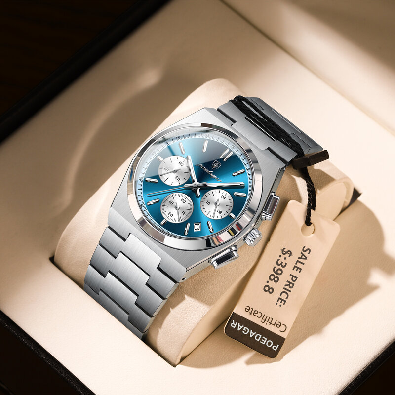 Poedagar Luxe Man Quartz Horloge Sport Militair Horloge Voor Mannen Waterdicht Lichtgevende Datum Chronograaf Rvs Heren Horloges