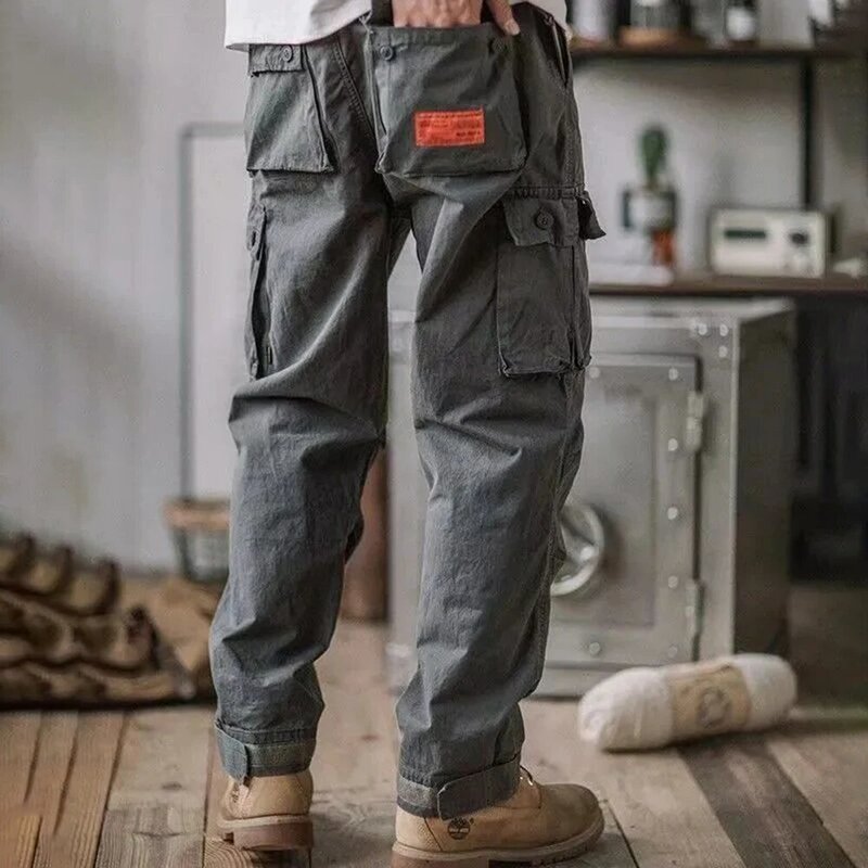 Леггинсы Y2K мужские в стиле ретро, модные классические брюки-карго, прямые свободные штаны с карманами для работы, Осень-зима 2024