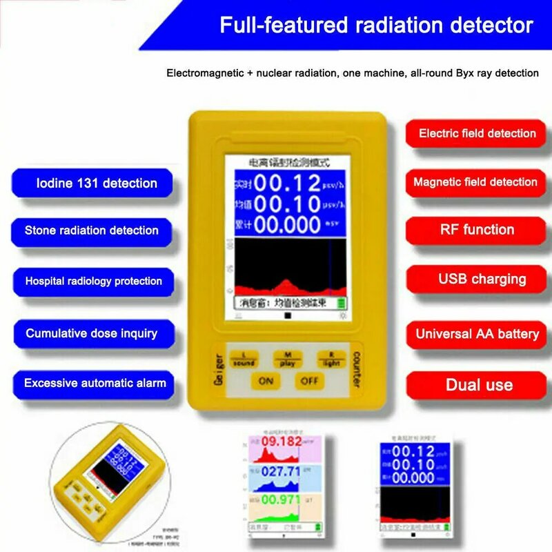 سلسلة BR-9 للكشف عن الإشعاع النووي للكشف عن المهنية المحمولة قياس الجرعات اختبار الإشعاع أسهل أوبرا