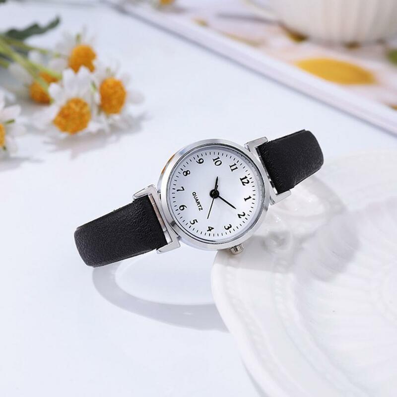 Quartz Movement Watch Elegant Quartz Wristwatch with Adjustable Faux Leather Strap High Accuracy Timepiece for Sweet