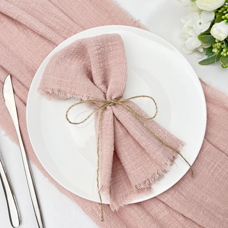 Gaze Baumwolle Hochzeit Tisch läufer Retro rosa Grat Textur Esszimmer Servietten Geschenk Küchentisch Läufer nach Hause Weihnachten Tisch dekoration