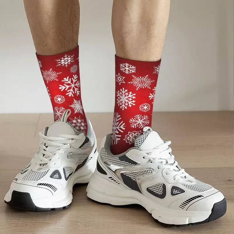 Christmas Snowflakes Socks Harajuku Sweat Absorbing Stockings All Season Long Socks Accessories for Man Woman's Birthday Present
