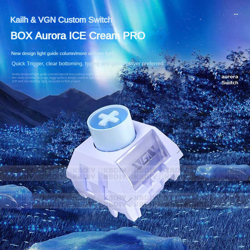 Kailh BOX-Interruptor de helado Aurora, accesorios para juegos de teclado mecánico personalizado, 5 pines, POM lineal