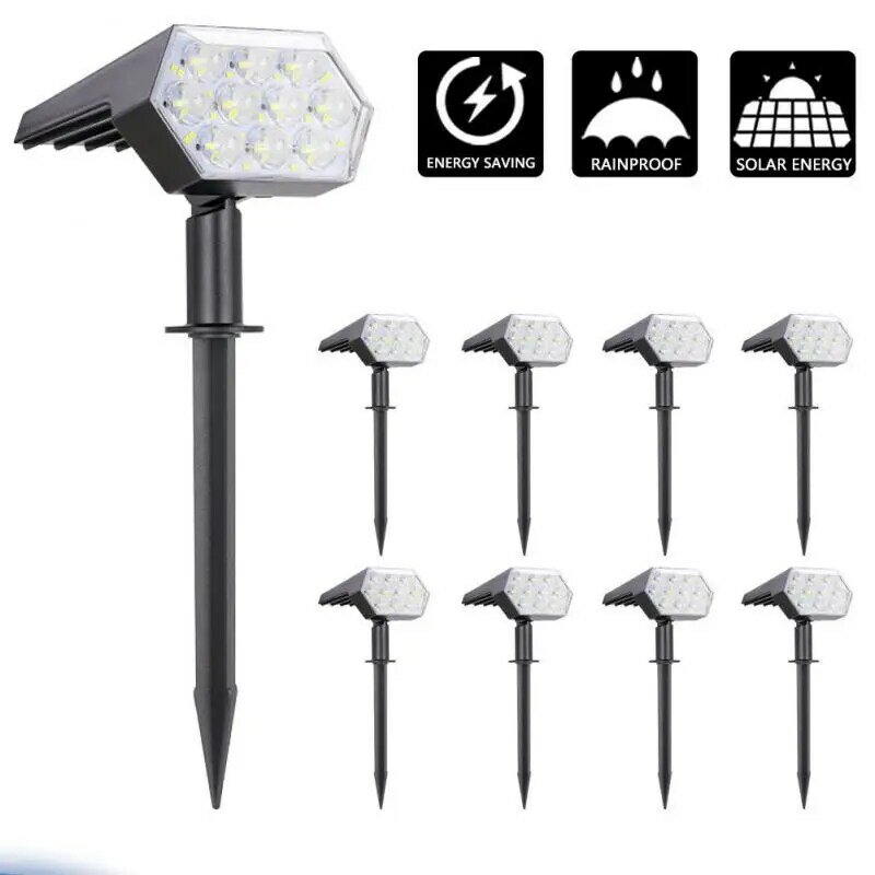 Luci solari per esterni a LED faretti solari faretti paesaggistici 92 LED regolabile garden decoraction lampada bianca calda IP65