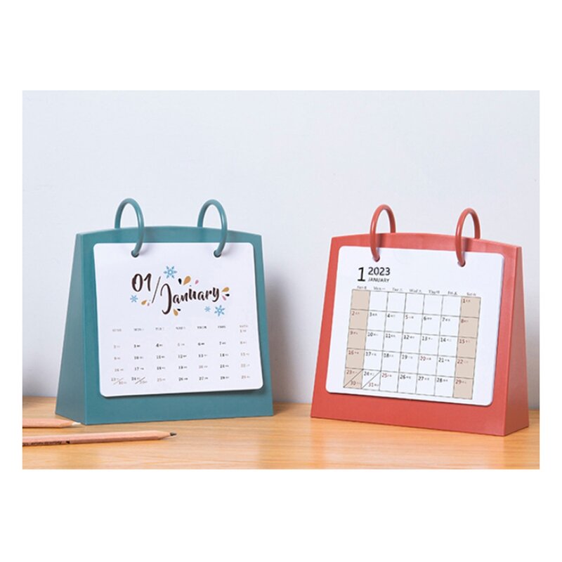Calendario de pie de escritorio 2023, planificador mensual pequeño, horario de mesa, pared diaria, decorativo (A, blanco cremoso)