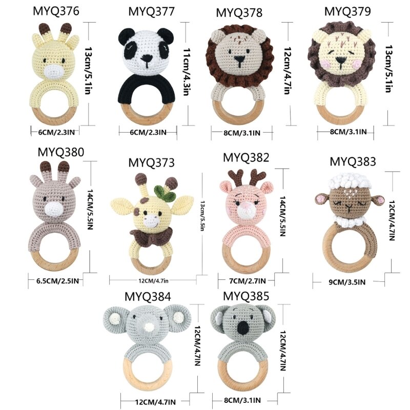 Baby Toy Cotton Crochet Bunny Teething Ring- Teether Rattle for Newborn Unisex Shower Gift Durable