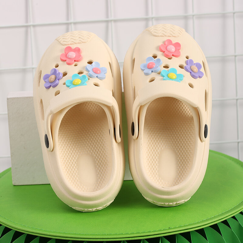 Sapatos infantis macios de jardim ao ar livre, sandálias fofas de praia florida, chinelos de verão para bebês, novo, simples