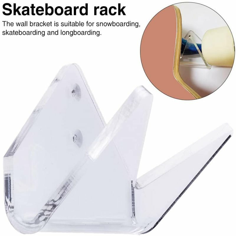 Acrílico Skate Wall Mount Rack, Longboard Deck, Skate Scooter Holder, Display Stand, Cabide, 1.97x5.11x3.14"