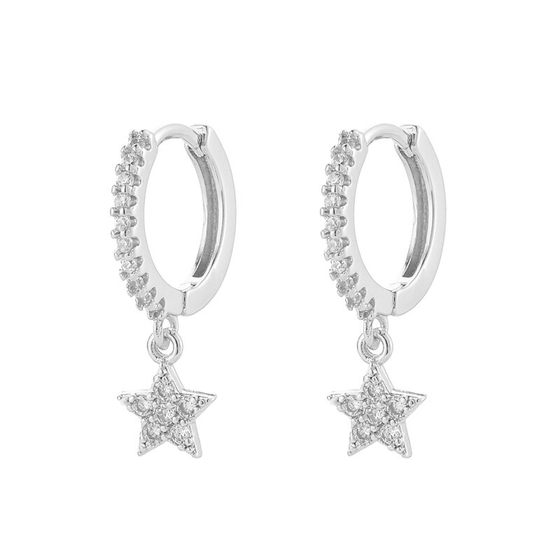 CANNER Star Zircon Copper Gold Plated Earring For Women Drop Earrings 18K Gold  Pendientes Fine Jewelry Wedding Party Accessory