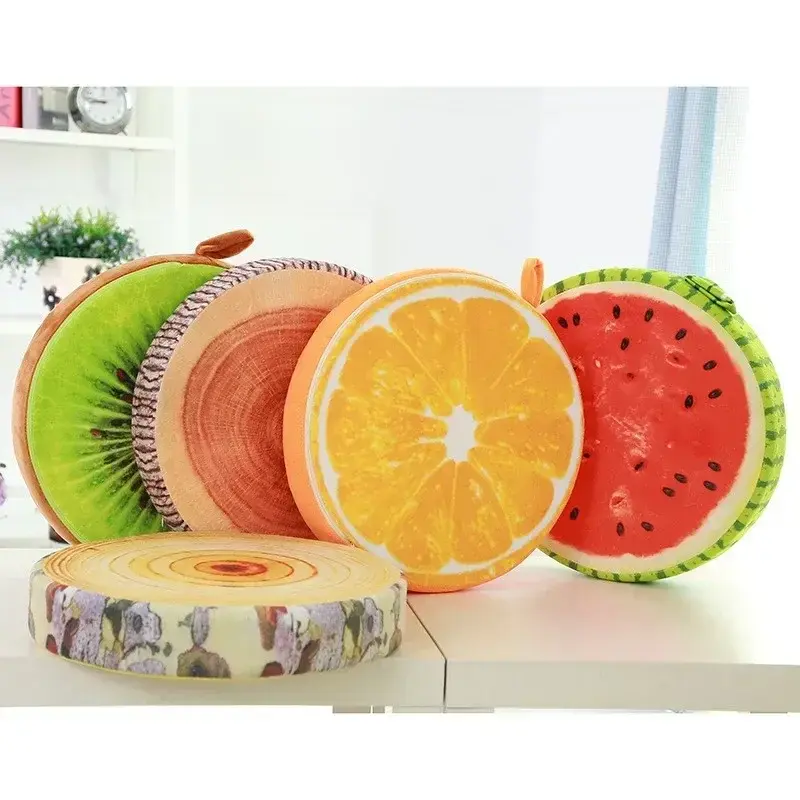 [Grappig] 40Cm 3d Fruit Oranje/Kiwi/Watermeloen/Stronk Katoenen Speelgoedpop Model Kantoorbank Autokussen Pluche Knuffel Hold Kussen