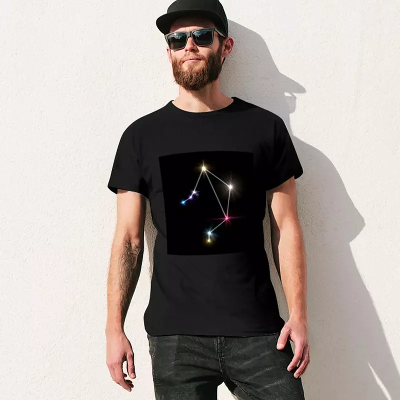 Libra Horóscopo T-shirt com fundo preto para homens, Plain Black T Shirts para menino