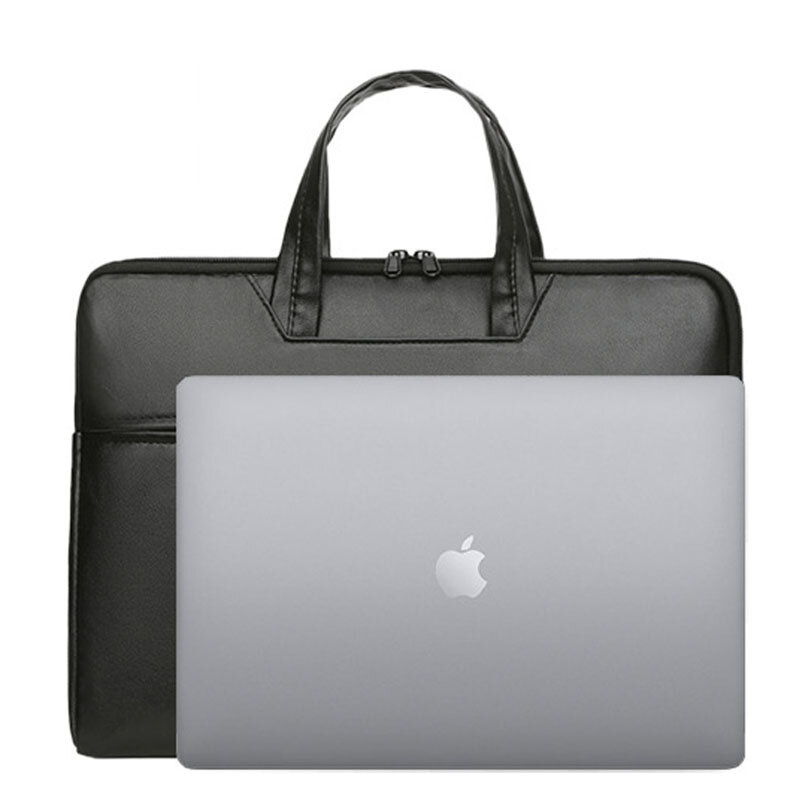 Maletín de cuero Pu para hombre, bolso de hombro para ordenador portátil, bolso de oficina, bolso cruzado de negocios, portafolio de documentos de diseñador negro