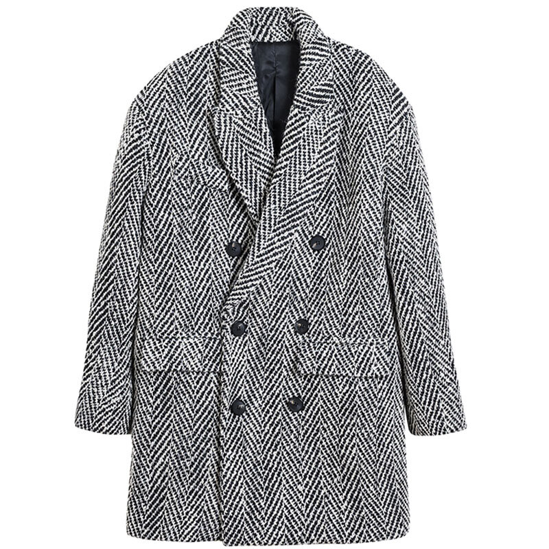 High-end Women's Woolen Suit Jacket Autumn and Winter 2023 Mid-length Herringbone Coat Office Lady Slimming Casual Blazer Top