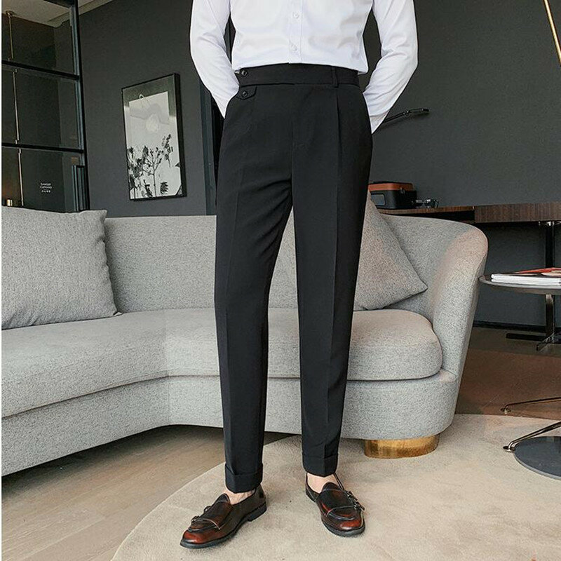 Setelan celana panjang pria, pakaian jalanan pria Formal sosial celana panjang ramping kasual bisnis mode musim semi 2023 36