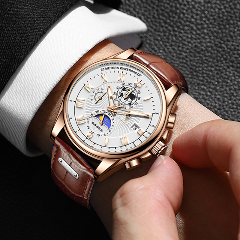 LIGE Fashion Automatic Date Men orologi al quarzo Top Brand Luxury orologio maschile cronografo Sport orologio da polso da uomo Relogio Masculino