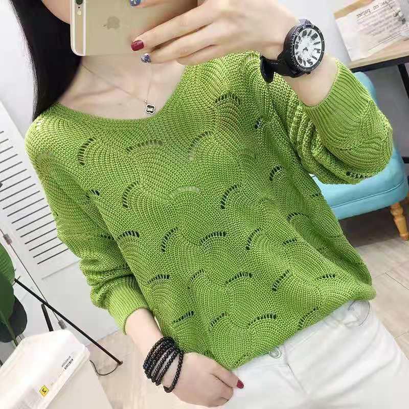 Fashion V-Neck Solid Color Hollow Out Blouse Women's Clothing 2023 Spring Summer New Casual Pullovers Loose Korean Shirt