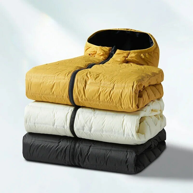 UETEEY-jaqueta puffer com capuz para baixo de pato branco masculino e feminino, quente, leve, casual, portátil, casaco masculino, inverno, 2023
