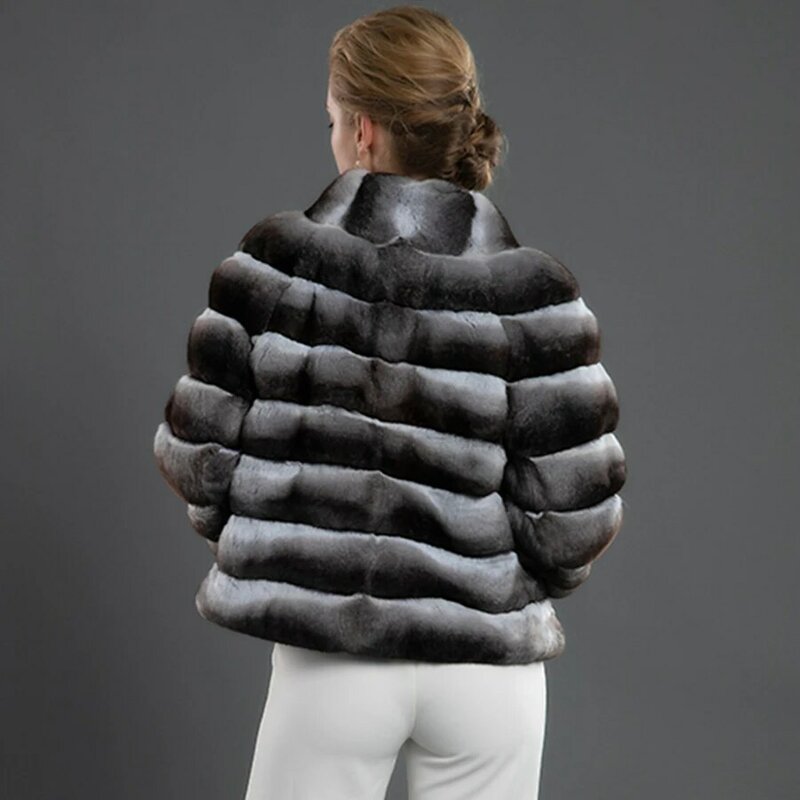 Damska kurtka futrzana klasyczna futro królika reks moda zimowa przycięta odzież wierzchnia gorąca wyprzedaż