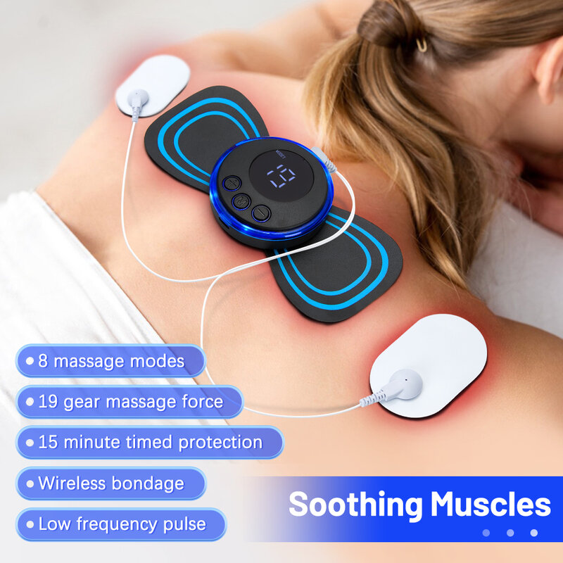 Masajeador de cuello EMS estimulador muscular, parche de masaje Cervical eléctrico, almohadillas de masaje de pulso de baja frecuencia, herramienta de relajación para aliviar el dolor