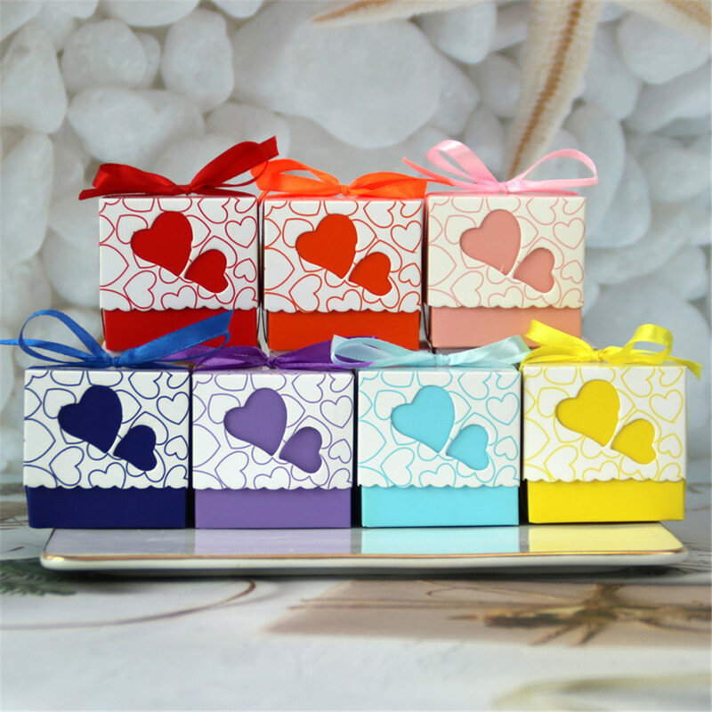 Amore cuore compleanno bomboniera carrozza scatole di caramelle scatole regalo con nastro decorazione festa di natale all'ingrosso