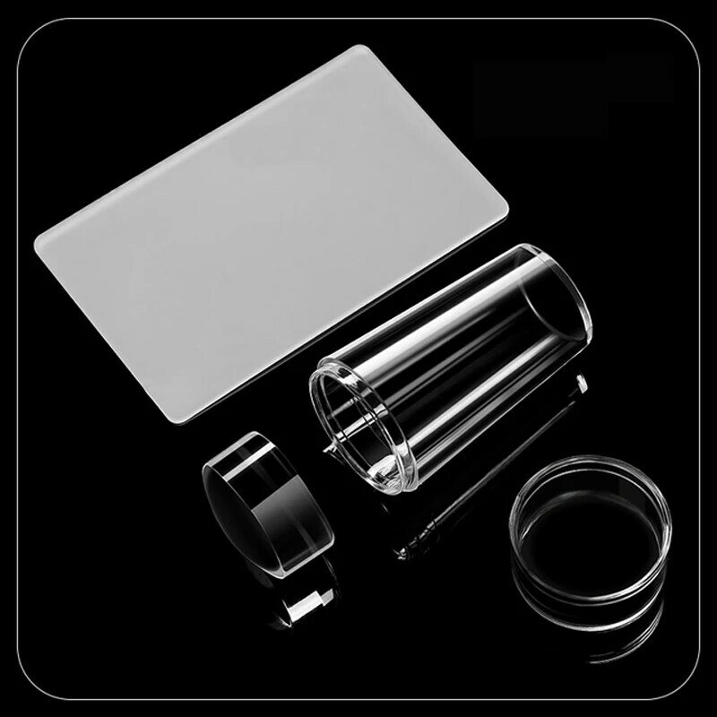 1Set Clear Silicone Head Nail Stamp Set Nail Art Stamping Stamper Scraper Image Plate Manicure Print Tool 2.8cm head