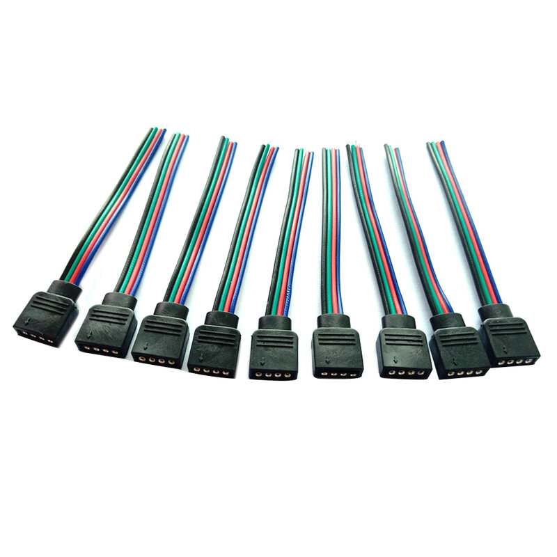 4Pin 남성 여성 RGB 커넥터 와이어 케이블 LED 스트립 3528 5050 SMD LED 스트립 라이트 와이어 케이블 커넥터 어댑터