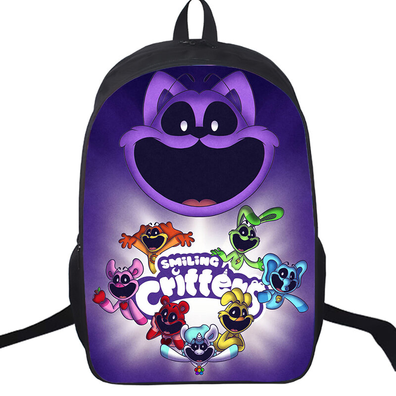 Double Layer Smiling Critters School Bags Teenager Large Capacity Backpacks 16 Inch Laptop Bag Boys Children Softback Backpacks