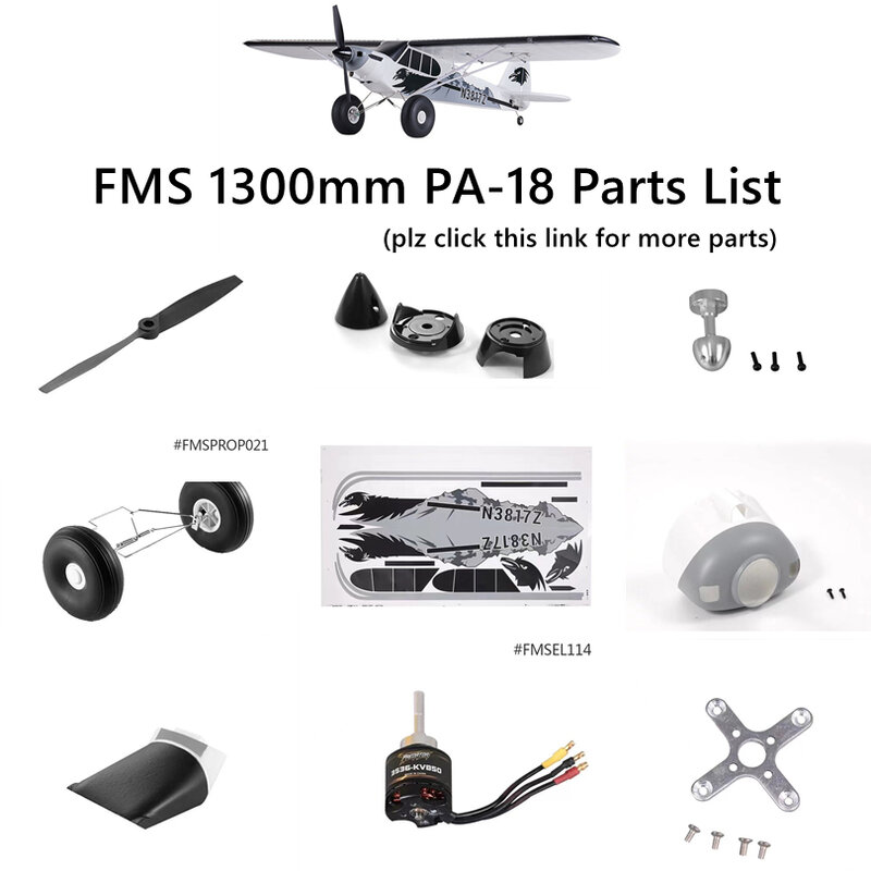 FMS 1300mm 1,3 M PA-18 J3 Cub Piper Teile Propeller Spinner Gugel Motor Welle Mount Bord Fahrwerk RC flugzeug Flugzeug