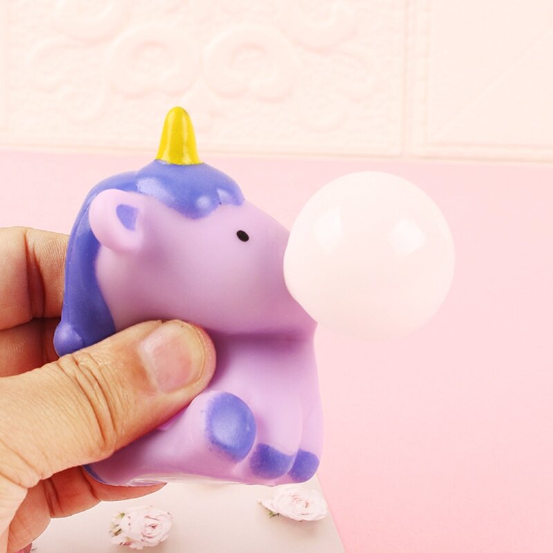 Bubble Spit Eenhoorn Speelgoed Kinderen Stress Relief Speelgoed Knijpmuziek Decompressie Zintuiglijk Fidgetspeelgoed