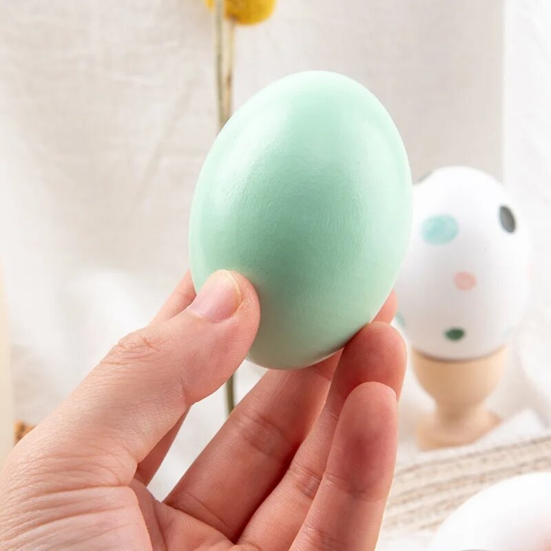 10 pz fai da te legno naturale simulazione uova giocattolo educativo Graffiti superficie liscia uovo di pasqua uova finte non finite bambini