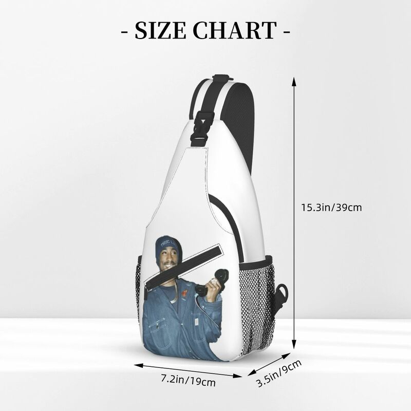 Tupac pequeno crossbody sling bag, mochila de ombro, viagem, caminhadas Daypacks, rapper, foto simples, peito, moda