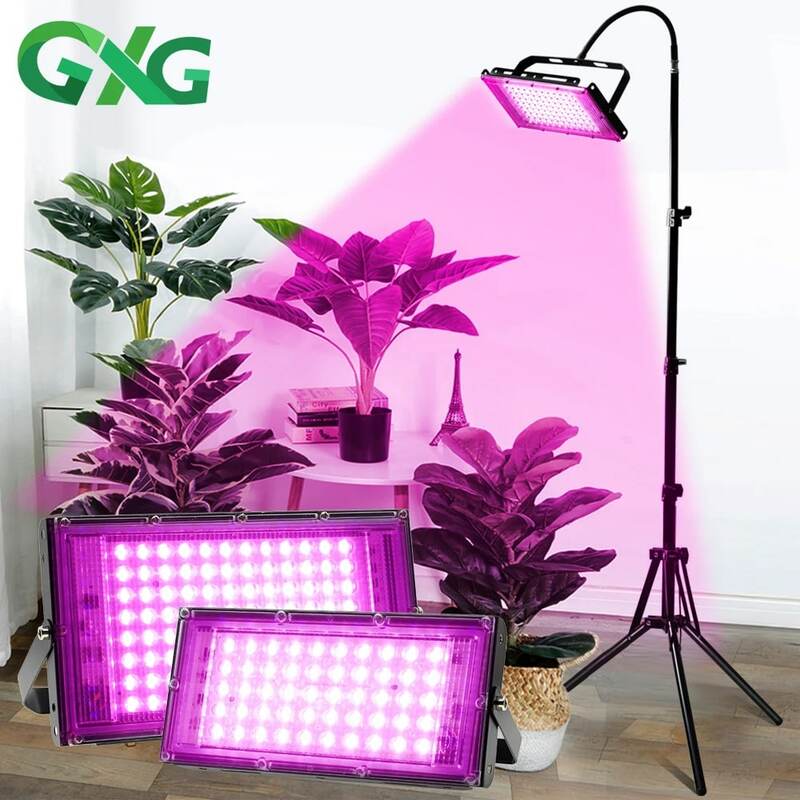 220V oświetlenie LED do uprawy Full Spectrum wodoodporny fitolamp dla roślin 50W/100W/200W światło halogenowe roślin ze stojakiem na szklarnia
