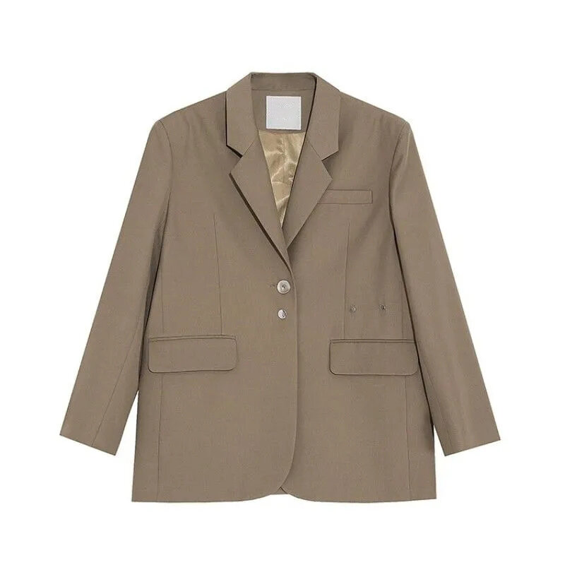 Blazer de peito único feminino, blazer casual, casacos soltos, ternos femininos, senhoras do escritório, casacos elegantes, WB6, 2023, outono