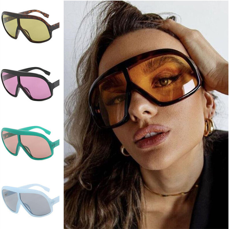 Unisex Oversize Quadro Óculos, Moda Óculos De Sol, Simplicidade, Google Óculos De Sol, Óculos Anti-UV, 7 Cores Disponíveis
