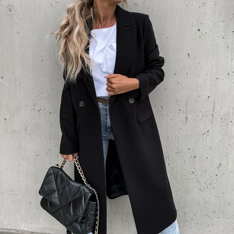 Francês preguiçoso estilo feminino casacos de lã coreano blazer terno colarinho solto casual casaco senhoras longo casaco cardigan inverno outwear