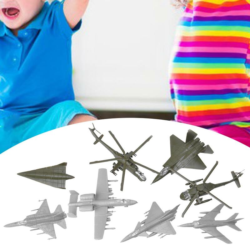 8x 4D juguetes de bricolaje, helicóptero de combate, modelo de colección, aviación, coleccionables