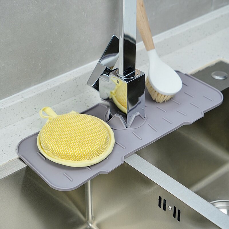 Kitchen Silicone Faucet Mat Sink Splash Pad Drain Pad Bathroom Countertop Protector Shampoo Soap Dispenser Quick Dry Tray