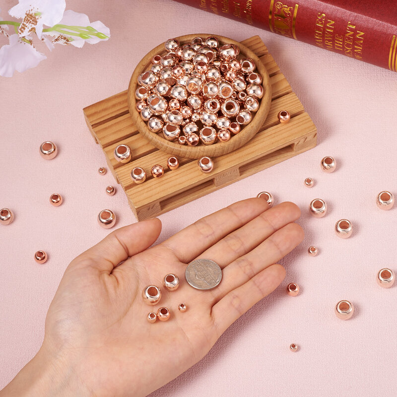 250 pz rotondo CCB plastica perline europee colore oro rosa perline foro grande per collana braccialetto gioielli che fanno risultati