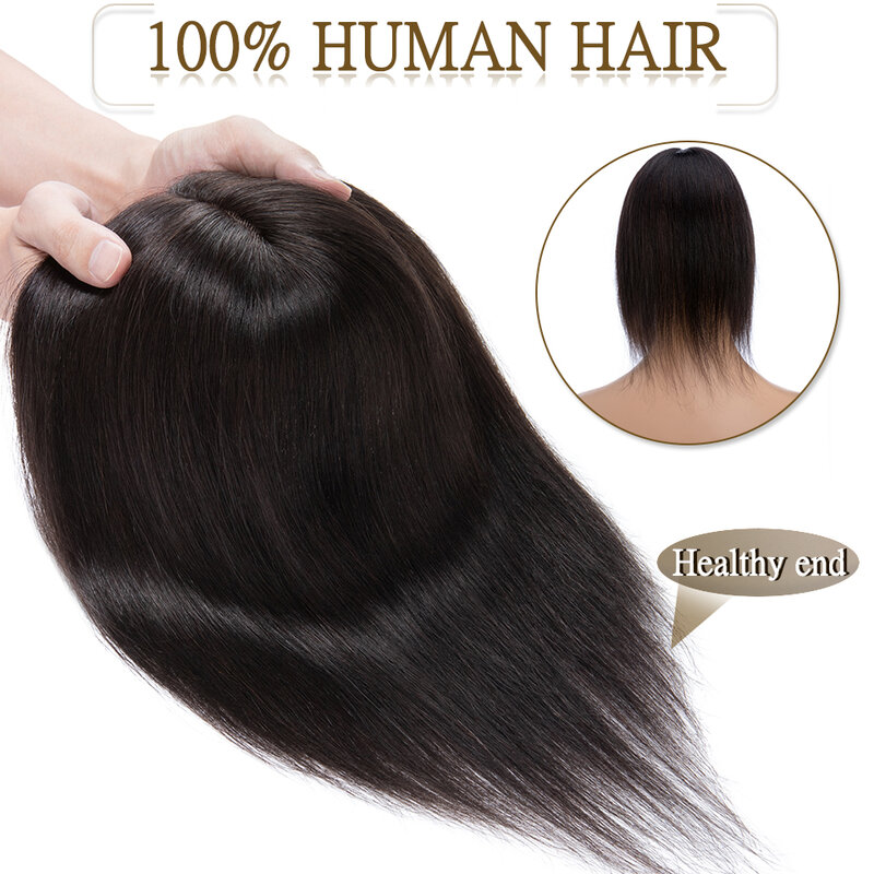 S-noilite rambut Toppers 7x13cm wanita Topper klip rambut Wig rambut alami 100% rambut manusia untuk wanita sutra dasar klip dalam ekstensi rambut