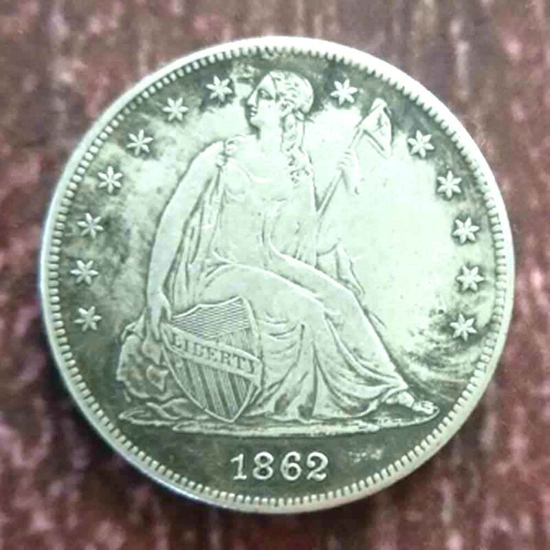 เหรียญคู่รักแสนตลกรูปธง1ดอลลาร์หรูหราสำหรับ1862ใช้ตัดสินไนต์คลับ/โชคดีและเป็นอนุสรณ์เหรียญ + ถุงซานตา