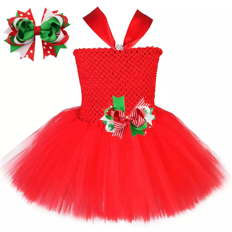 สาวคริสต์มาส Tutu ชุดสีแดงเด็กวัยหัดเดินเด็กทารกคริสต์มาส Elf เสื้อผ้าเครื่องแต่งกายแฟนซีเด็ก Xmas ปีใหม่เดรส
