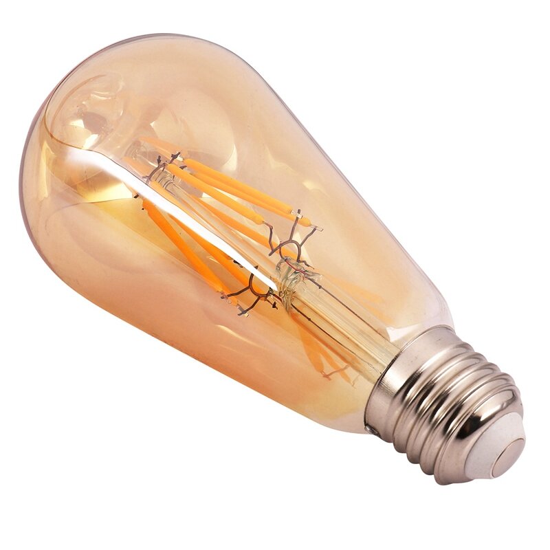Bombilla LED regulable E27, 8W, filamento Retro Vintage ST64 COB, Color del cuerpo: Cubierta dorada, 2 uds.