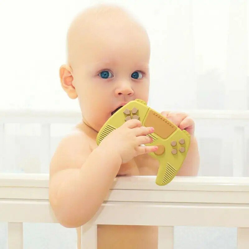 Massaggiagengive in Silicone Controller di gioco giocattolo masticabile con cordino esplorazione sensoriale senza BPA e giocattolo per alleviare la dentizione per neonati