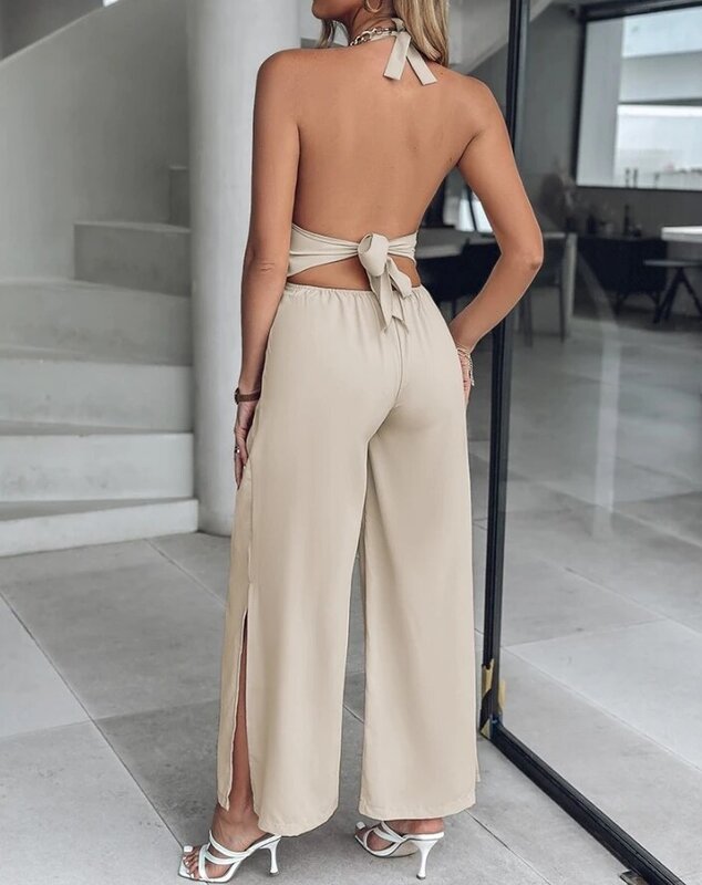 Jumpsuits for Women New Casual Jumpsuit Women One Pieces Bodysuit Spring Summer New Sexy Open Back Strap Split Fashion Jumpsuit