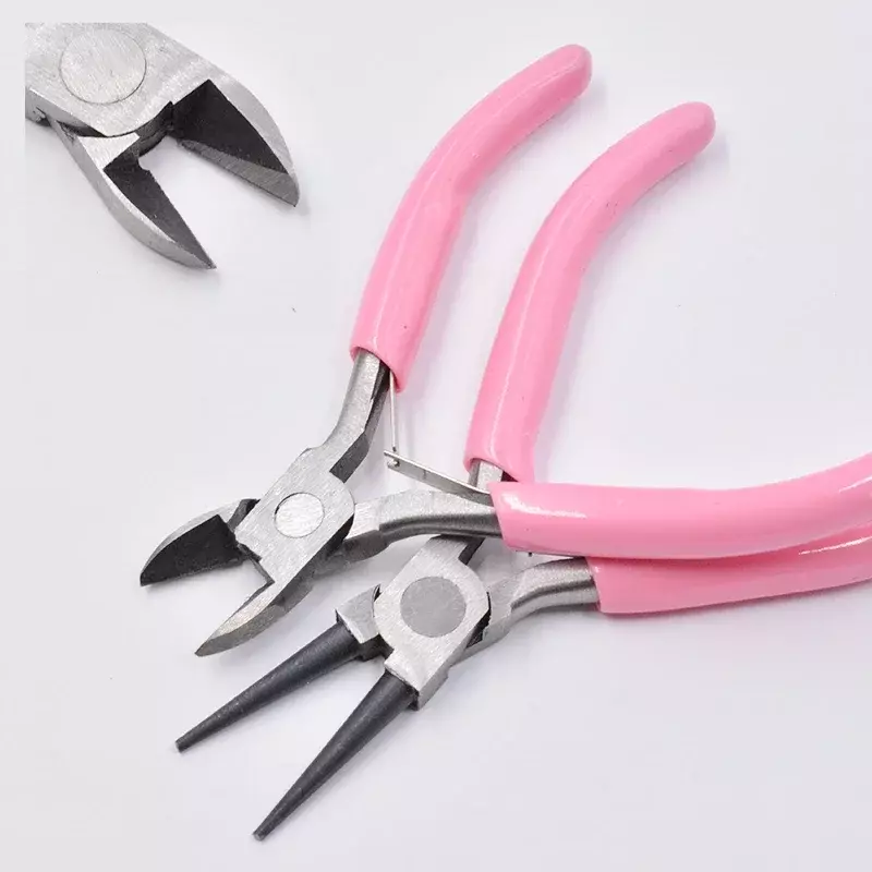 Leuke Roze Kleur Handvat Anti-Slip Splicing En Vaststelling Sieraden Tangen Gereedschap & Apparatuur Kit Voor Diy Sieraden Accessoire ontwerp